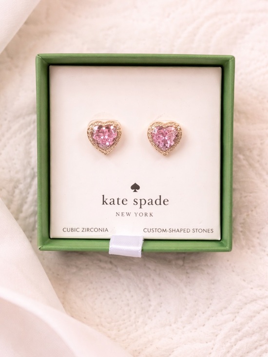 kate spade Jewelry - kate spade Pink/Gold Heart Cubic Zirconia Stud Earrings Gift Ready - Mothers Day